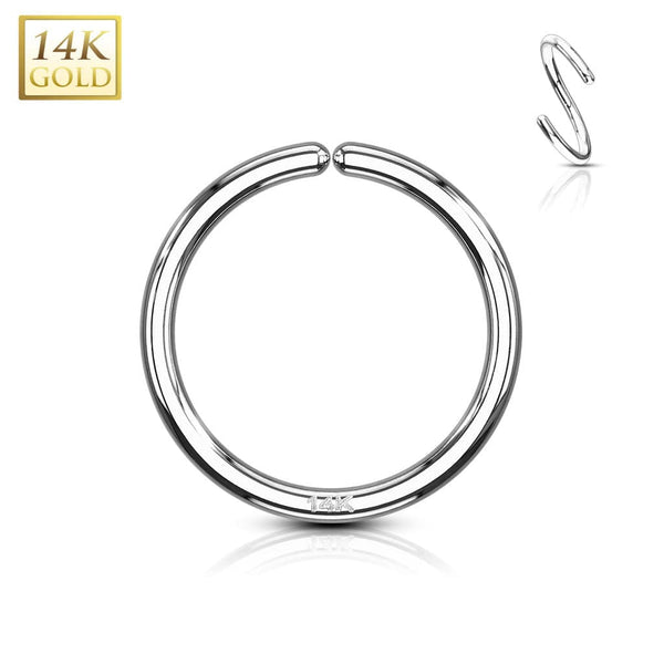 14KT Solid White Gold Seamless Full Nose Ring Hoop - Pierced Universe