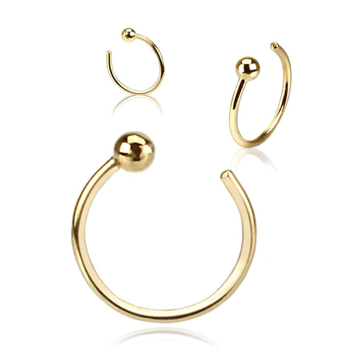 14KT Solid Yellow Gold Ball Nose Hoop Ring - Pierced Universe