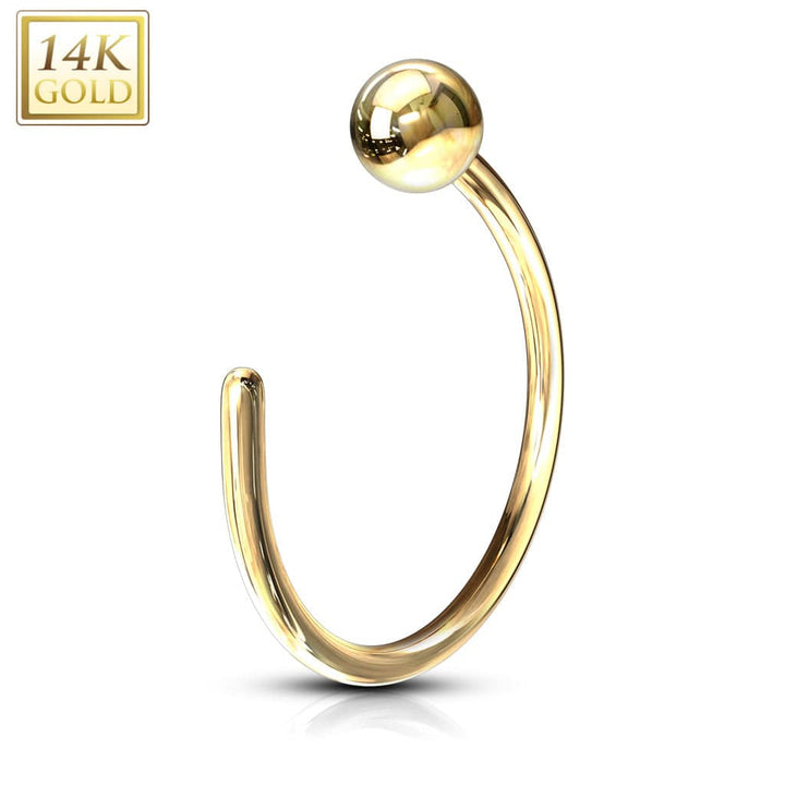 14KT Solid Yellow Gold Ball Nose Hoop Ring - Pierced Universe