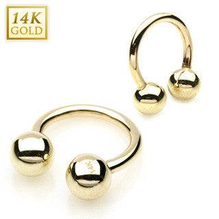 14KT Solid Yellow Gold Ear Cartilage Tragus Horseshoe Ring Hoop - Pierced Universe