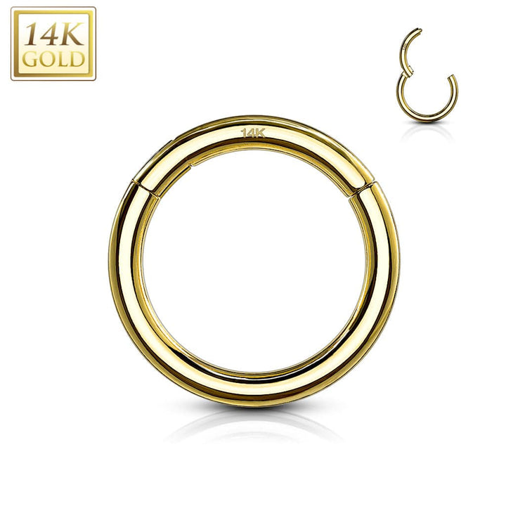 14KT Solid Yellow Gold Hinged Segment Clicker Multi Use Hoop - Pierced Universe