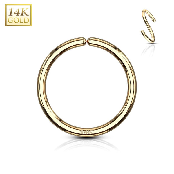Thin Gold Nose Ring- 24 Gauge Delicate Nose Ring, Seamless Nose Gold Hoop,  0.2 Inches 7mm Diameter ,14K Gold Filled, With Gold Beads. - Jolliz