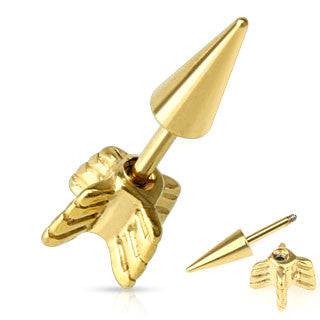 16ga Surgical Steel Gold Plated Bow Arrow Ear Cartilage Tragus Helix Ring - Pierced Universe