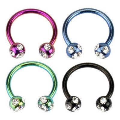 16ga Surgical Steel with All CZ Ball Horseshoe Cartilage Ring - Pierced Universe