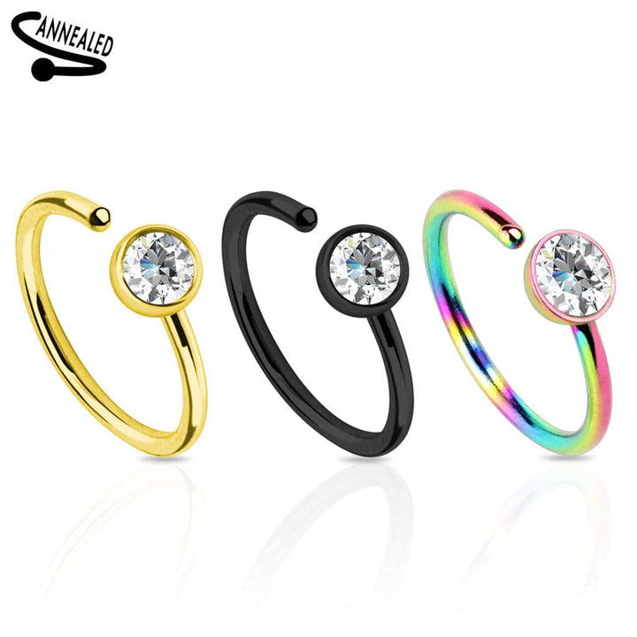 Sllaiss 20G Anneaux De Nez 316L Acier Inoxydable - Créoles Hoops Noirs Élégants Pour Piercing Nez