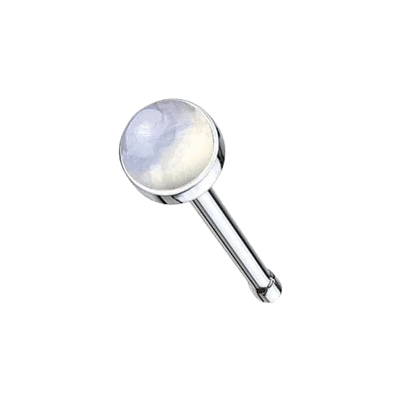 316L Surgical Steel Ball End Semi Precious Opalite Stone Nose Stud - Pierced Universe