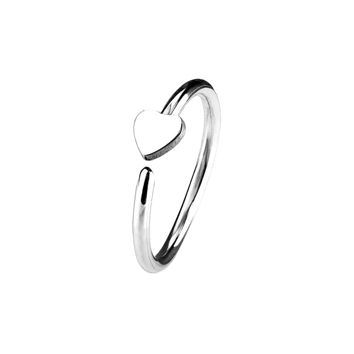 316L Surgical Steel Nose Hoop Ring with Small Heart - Pierced Universe