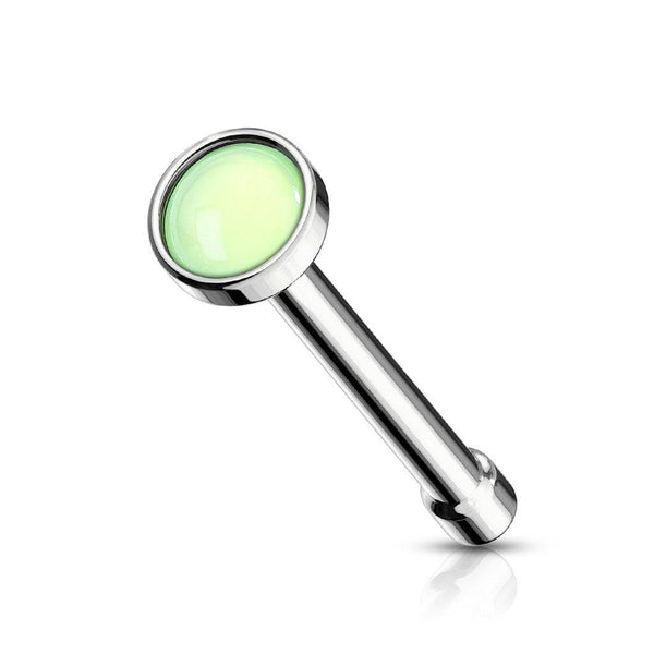 316L Surgical Steel 2mm Green Stone Ball End Nose Pin - Pierced Universe