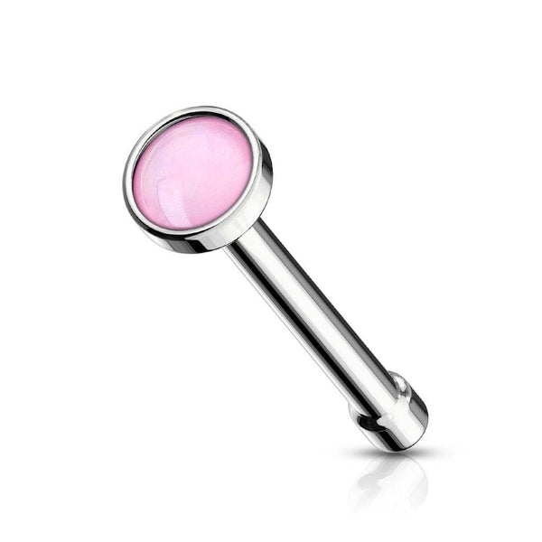316L Surgical Steel 2mm Pink Stone Ball End Nose Pin - Pierced Universe