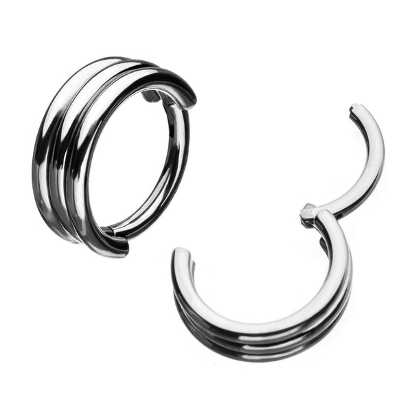 316L Surgical Steel 3 Layer Easy Hinged Hoop - Pierced Universe