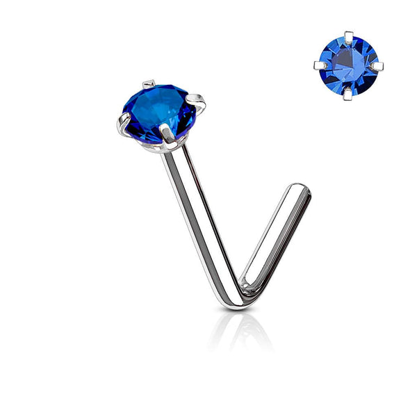 316L Surgical Steel L Shape 2mm Circle Prong Set CZ Gem Nose Ring Stud 316L Surgical Steel L Shape 2mm Circle Prong Set CZ Gem Nose Ring Stud