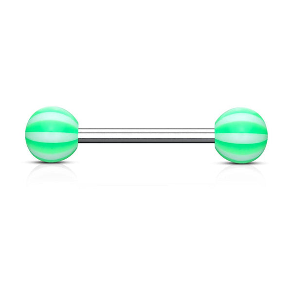 316L Surgical Steel Acrylic Green Beach Ball Straight Barbell - Pierced Universe