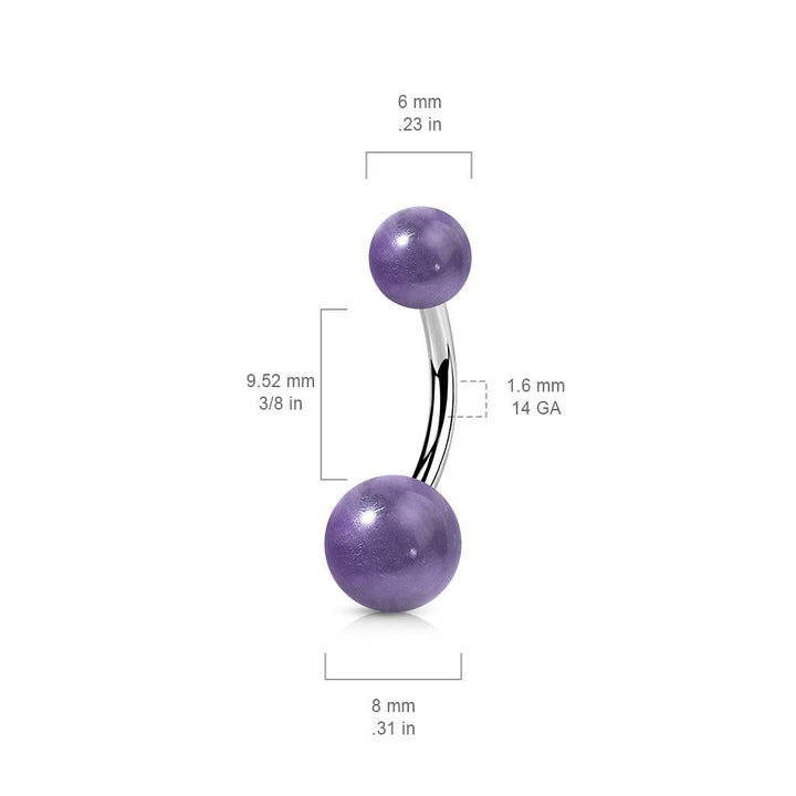 316L Surgical Steel Amethyst Stone Stud Belly Ring - Pierced Universe