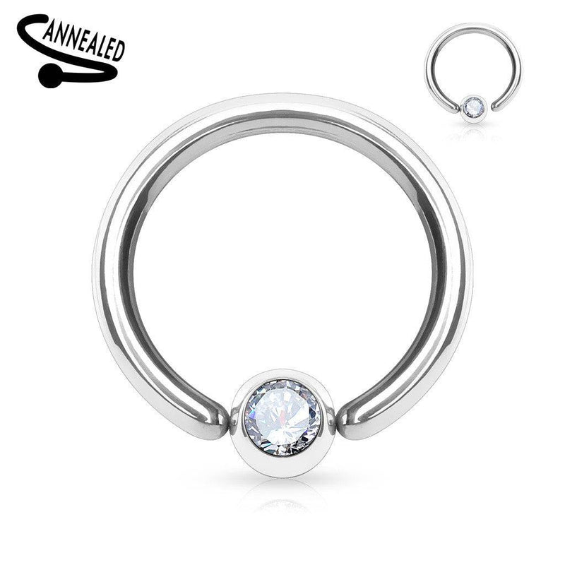 316L Surgical Steel Annealed Easy Bend CBR Multi Use CZ  Ring - Pierced Universe