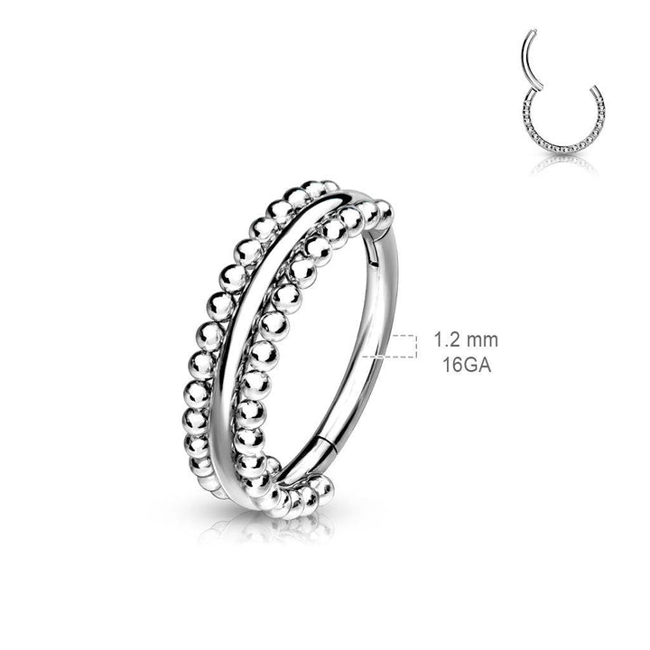 316L Surgical Steel Beaded Hinged Clicker Hoop Ring - Pierced Universe