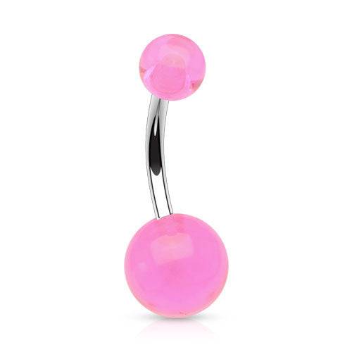 316L Surgical Steel Belly Button Navel Ring with Acrylic Balls - Pierced Universe