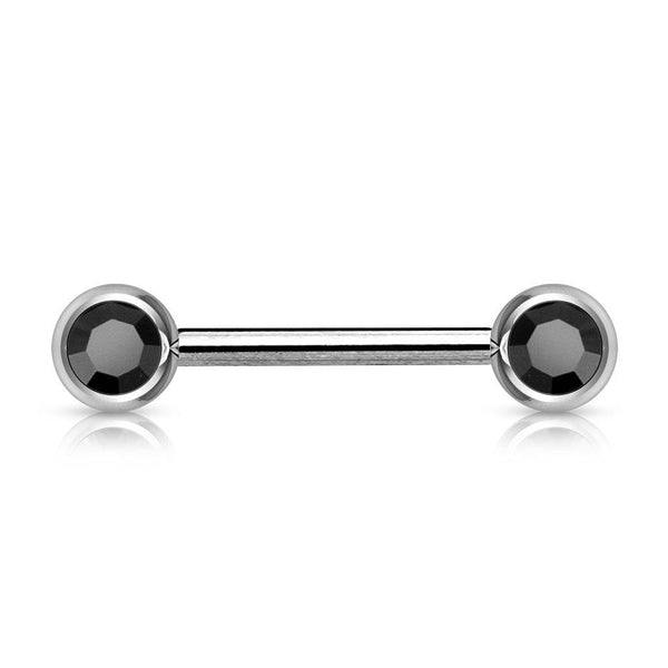 316L Surgical Steel Black CZ Ball Gem Nipple Ring Barbell 316L Surgical Steel Black CZ Ball Gem Nipple Ring Barbell