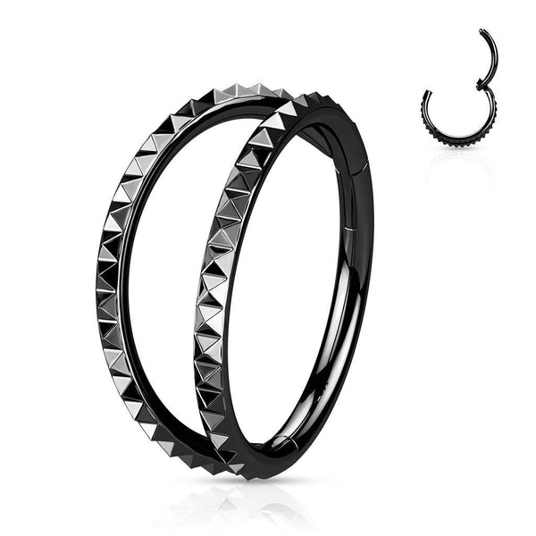 316L Surgical Steel Gold PVD Ridged Double Hoop Hinged Hoop Ring Clicker 316L Surgical Steel Gold PVD Ridged Double Hoop Hinged Hoop Ring Clicker