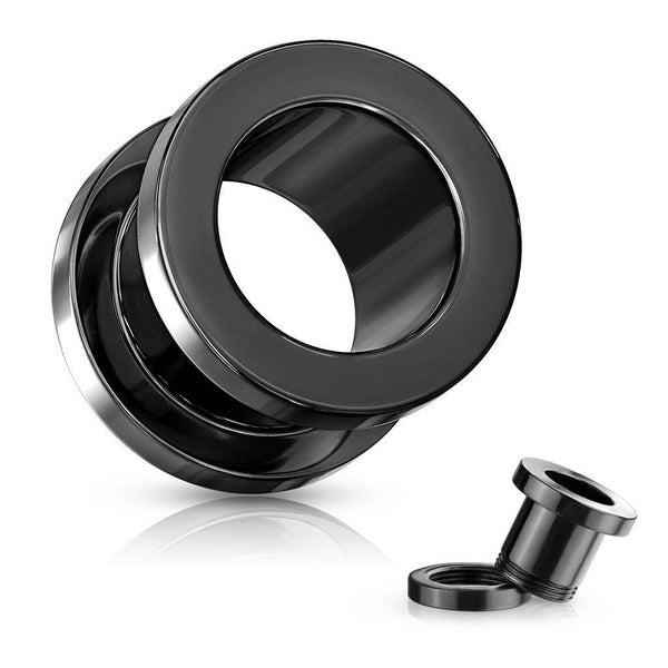 316L Surgical Steel Black PVD Screw On Tunnel Spacers - Pierced Universe