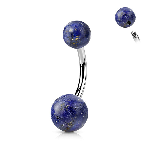 316L Surgical Steel Blue Sodalite Stone Stud Belly Ring - Pierced Universe