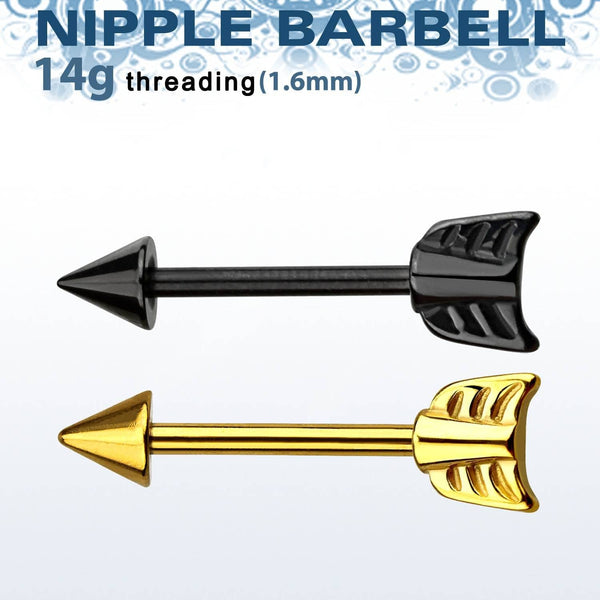 316L Surgical Steel Bow and Arrow Nipple Ring Barbell 316L Surgical Steel Bow and Arrow Nipple Ring Barbell