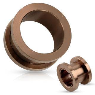 316L Surgical Steel Bronze Anodized Screw On Ear Gauges Spacers Tunnels - Pierced Universe