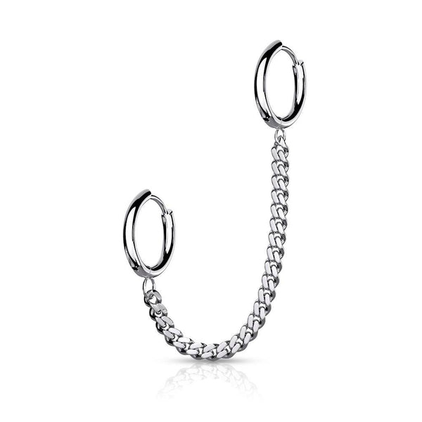 316L Surgical Steel Chain Link Double Hoop Earring 316L Surgical Steel Chain Link Double Hoop Earring