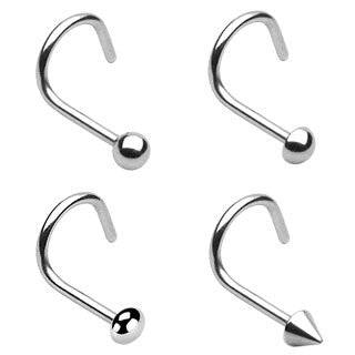 316L Surgical Steel Corkscrew Ball Dome Spike Screw Nose Stud - Pierced Universe