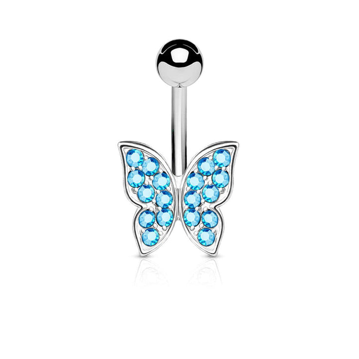 316L Surgical Steel Crystal Paved Butterfly Belly Ring - Pierced Universe