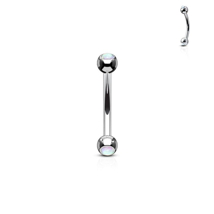 316L Surgical Steel Curved Barbell with Opal Set Gem Balls - Pierced Universe