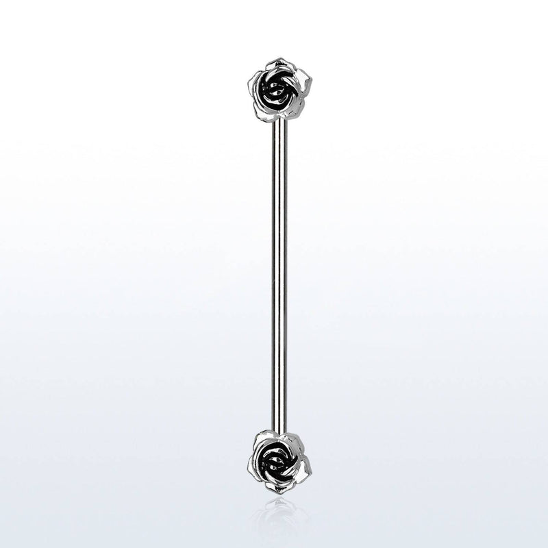 316L Surgical Steel Double Flower Front Facing Flower Industrial Barbell - Pierced Universe