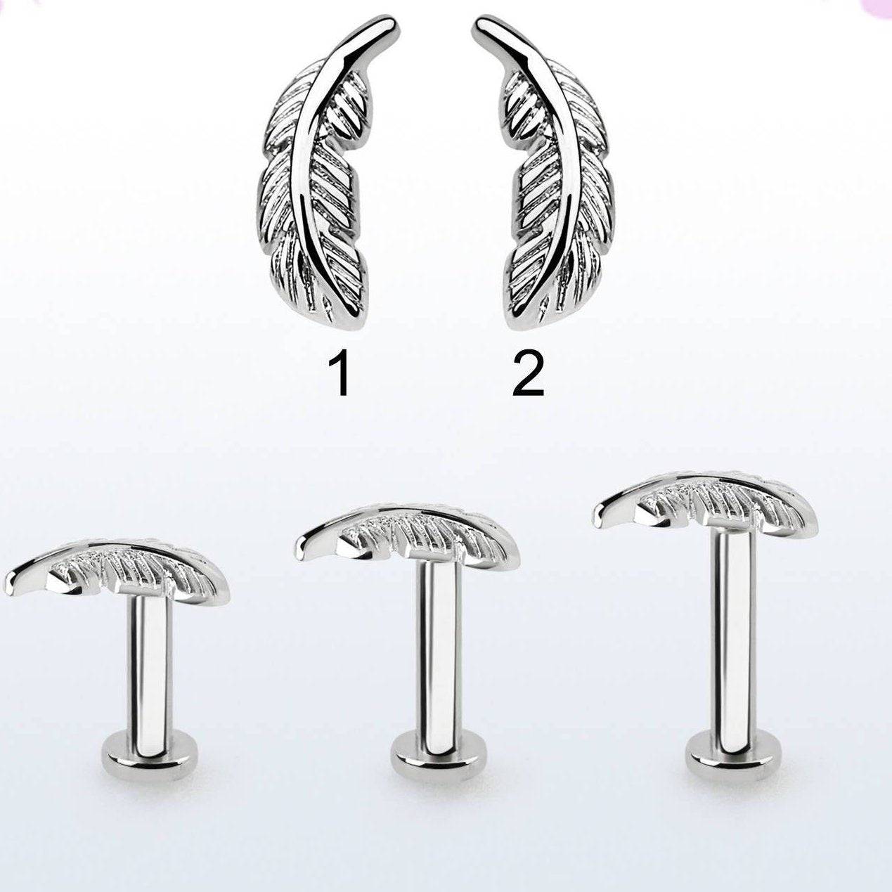 316L Surgical Steel Flat Back Leaf Labret | Pierced Universe