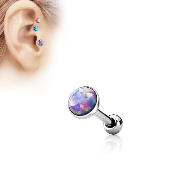 316L Surgical Steel Flat Purple Opal Top Ear Cartilage Tragus Barbell 316L Surgical Steel Flat Purple Opal Top Ear Cartilage Tragus Barbell