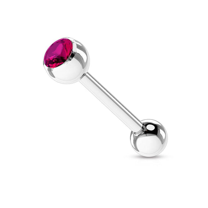 316L Surgical Steel Fuchsia Gem Straight Barbell Tongue Ring - Pierced Universe