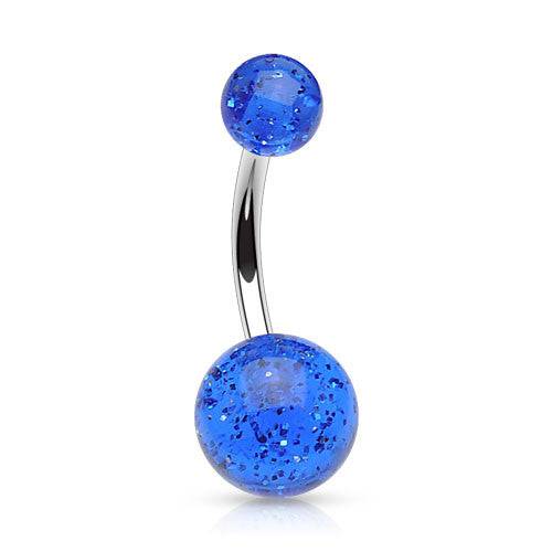 316L Surgical Steel Glitter Acrylic Balls Belly Button Ring - Pierced Universe