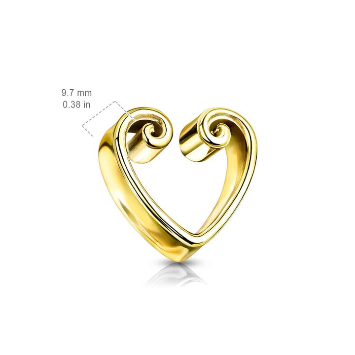 316L Surgical Steel Gold PVD Heart Shaped Double Flared Tunnels - Pierced Universe