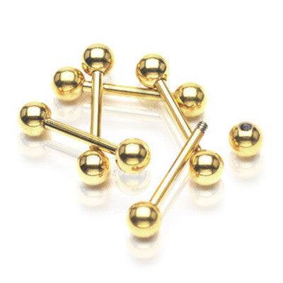 316L Surgical Steel Gold PVD Straight Barbell - Pierced Universe
