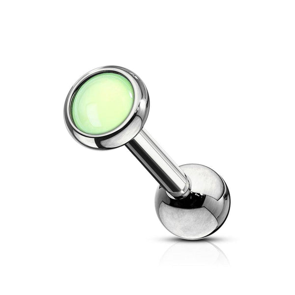 316L Surgical Steel Green Stone Ball Back Cartilage Ring Barbell - Pierced Universe