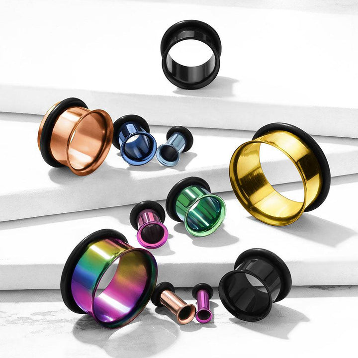 316L Surgical Steel High Polished Black PVD Single Flared Ear Gauges Tunnels - Pierced Universe