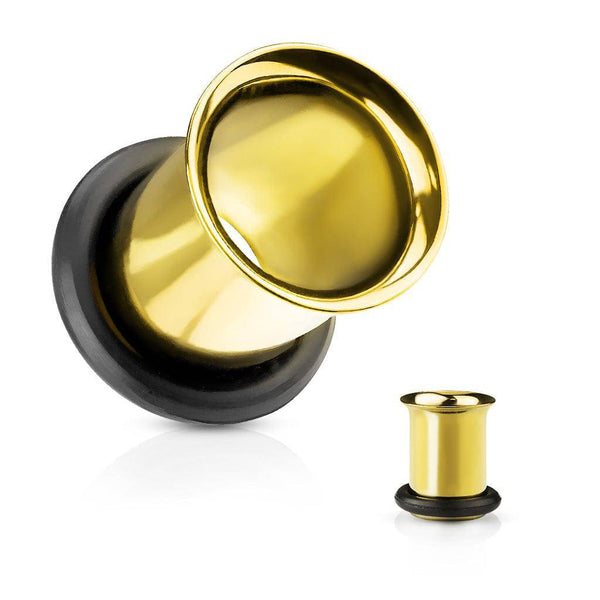 316L Surgical Steel High Polished Gold PVD Single Flared Ear Gauges Tunnels 316L Surgical Steel High Polished Gold PVD Single Flared Ear Gauges Tunnels