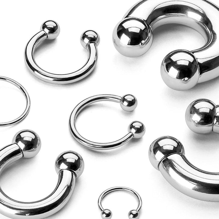 316L Surgical Steel High Polished Multi Use Horseshoe with Ball Ends - Pierced Universe