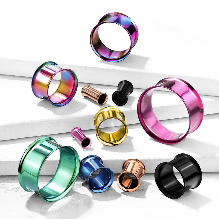 316L Surgical Steel High Polished Purple PVD Double Flared Ear Gauges Tunnels - Pierced Universe