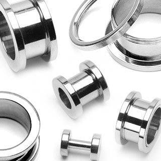 316L Surgical Steel High Polished Screw On Ear Gauges Tunnels - Pierced Universe