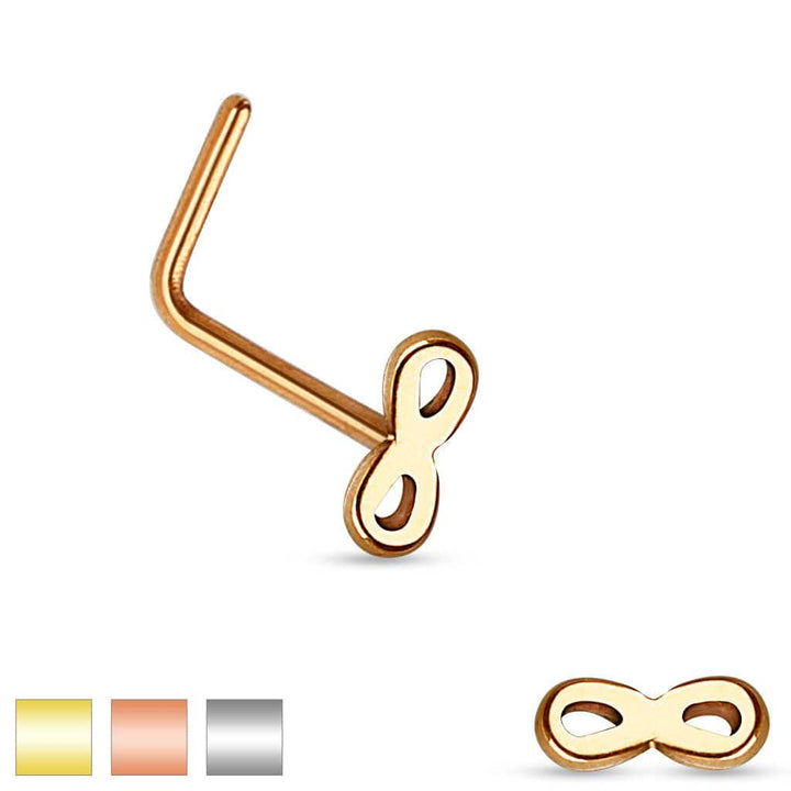 316L Surgical Steel Infinity Figure 8 L Shape Nose Ring Pin - Pierced Universe