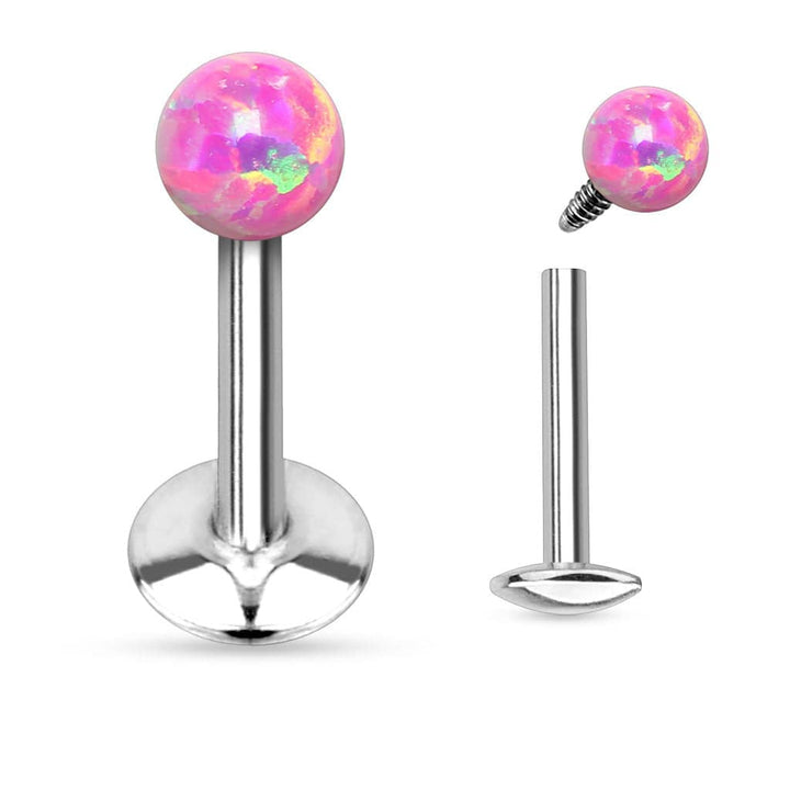 316L Surgical Steel Internally threaded Opal Ball Cartilage Tragus Labret - Pierced Universe