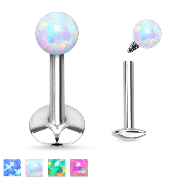 316L Surgical Steel Internally threaded Opal Ball Cartilage Tragus Labret - Pierced Universe