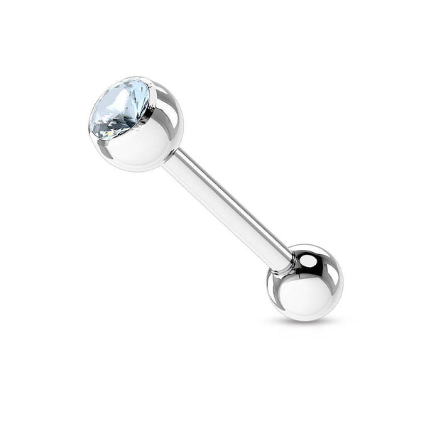 316L Surgical Steel Blue Gem Straight Barbell Tongue Ring 316L Surgical Steel Blue Gem Straight Barbell Tongue Ring