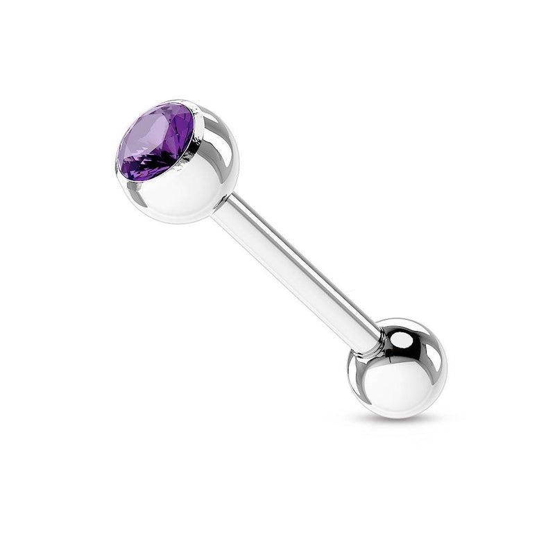 316L Surgical Steel Light Purple Gem Straight Barbell Tongue Ring - Pierced Universe