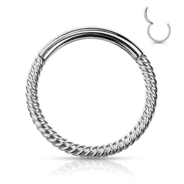 316L Surgical Steel Multi Use Braided Twisted Hinged Hoop Ring Clicker - Pierced Universe