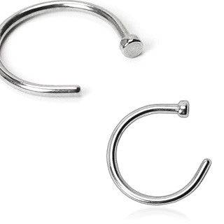 316L Surgical Steel Open Ended Nose Ring Half Hoop with Stopper - Pierced Universe